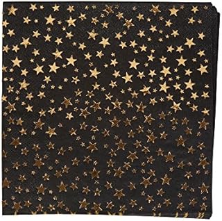 Neviti 773468 Glitz and Glamour Paper Napkins, Black/Gold