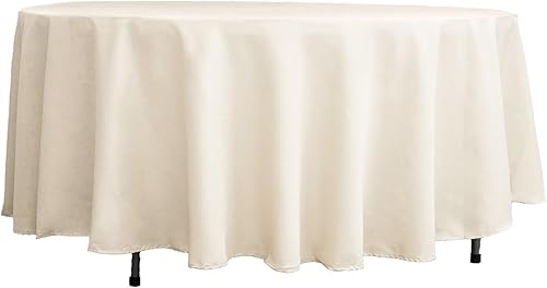 Miniatura 1 de 6 manteles redondos de poliéster de 108 pulgadas, color beige, para bodas, fiestas, banquetes, recepciones, eventos, cocina, comedor