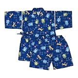[こどもじかん] 甚平 男の子 ベビー 子供 キッズ おしゃれ 赤ちゃん 花火大会 子供用 夏祭り 七夕 夕涼み会 コットン 綿100% 日本製 パジャマ 部屋着 海外土産 XYZ(昆虫ネイビー 80cm)