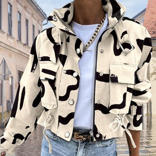 Womens Zip Up Bomber Jackets Stand Collar Long Sleeve Button Down Pocketed Copped Fall Jacket Outerwear4
