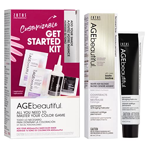 Image of AGE beautiful Permanent Hair Color Cream, 100% Gray Coverage Hair Dye with Biotin Anti-Aging Formula for Fuller, Thicker Hair, Professional Salon Quality