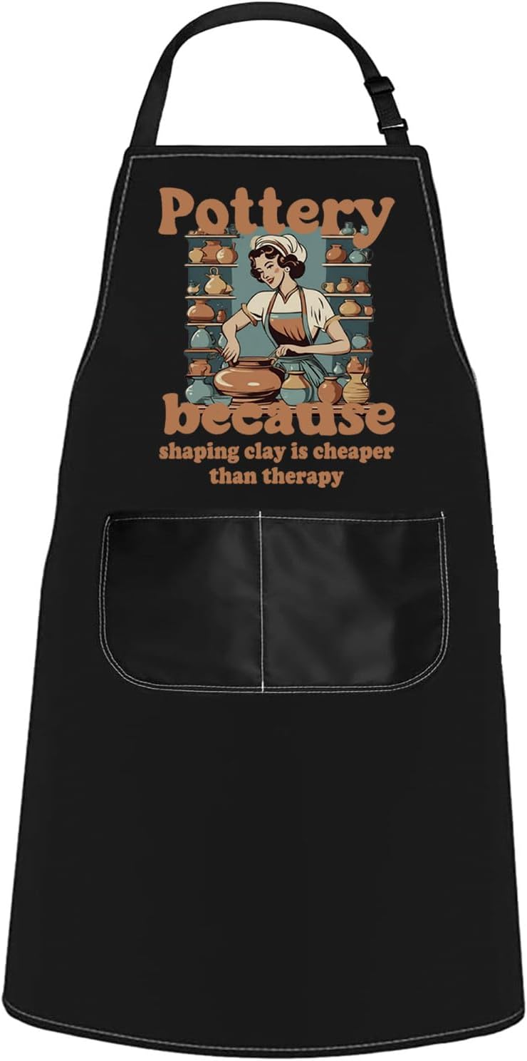 WCGXKO Pottery Gift Ceramic Artist Gift Funny Pottery Kitchen Apron Clay Maker Merch for Pottery Lover