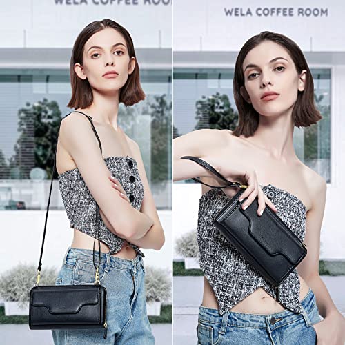 Image of nuoku Small Purse for Women, RFID Blocking Wristlet Wallet, Crossbody Clutch with Cell Phone Pocket
