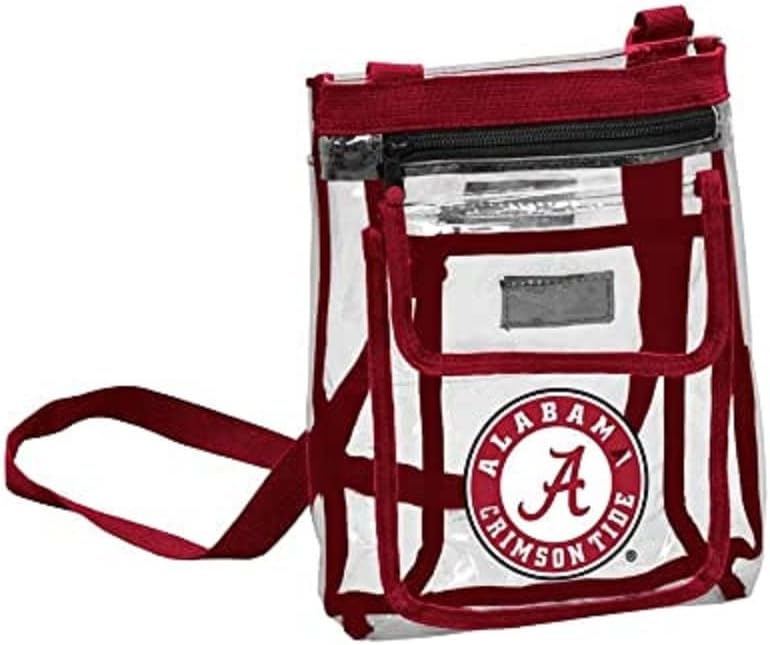 Logo Brands NCAA Alabama Crimson Tide Gameday Clear Crossbody Bag - Stadium Approved, Adjustable Strap, Two Pockets, Front Zipper Pocket