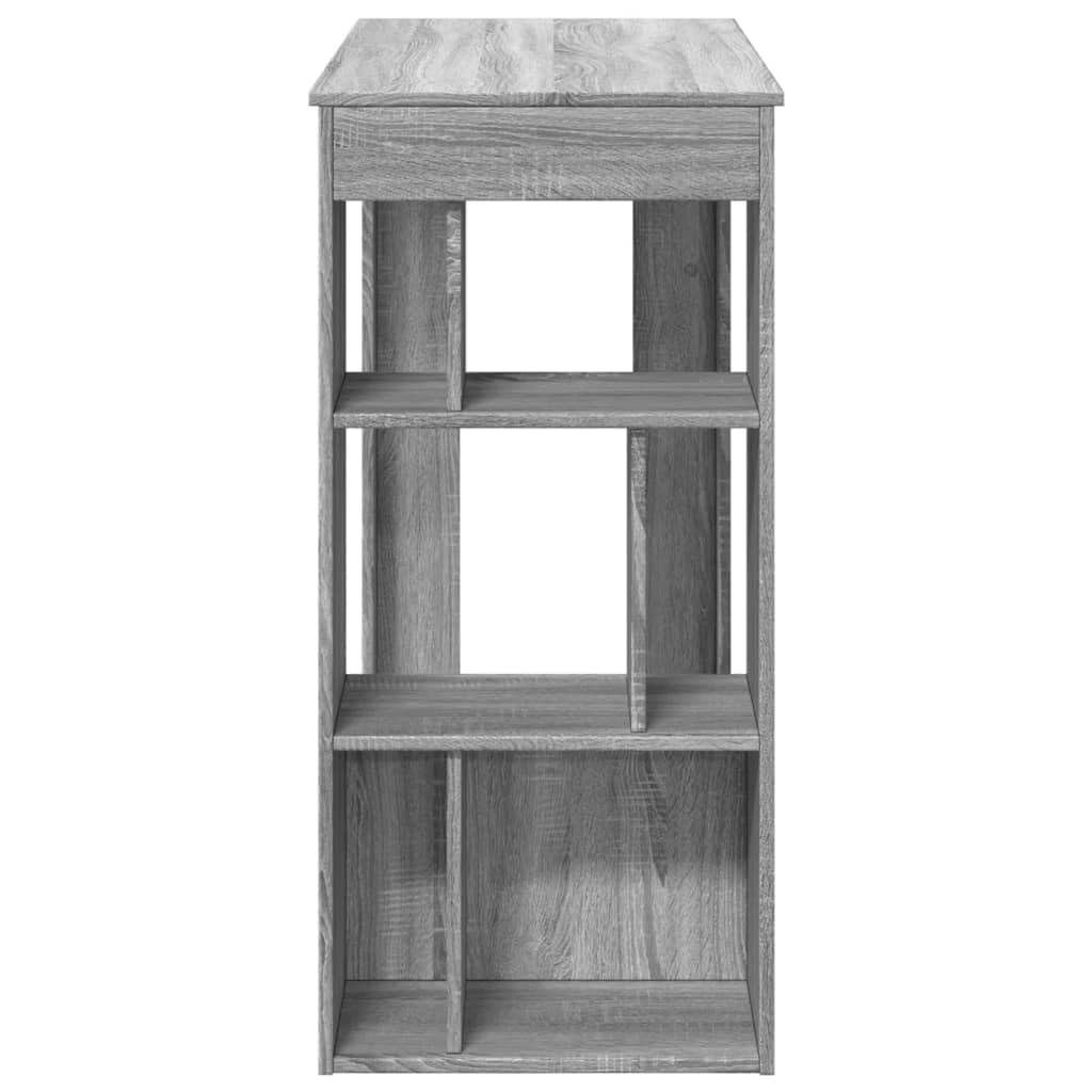 Stehtisch Mit Regal 102x50 cm, Holzwerkstoff Sonoma Grau | 6 Fächer, Pflegeleicht, Feuchtes Tuch Reinigung, Für Küche Wohnzimmer