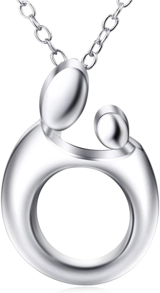 Sterling Silver Necklace Polished Mother Family Love Pendant Necklace 18''