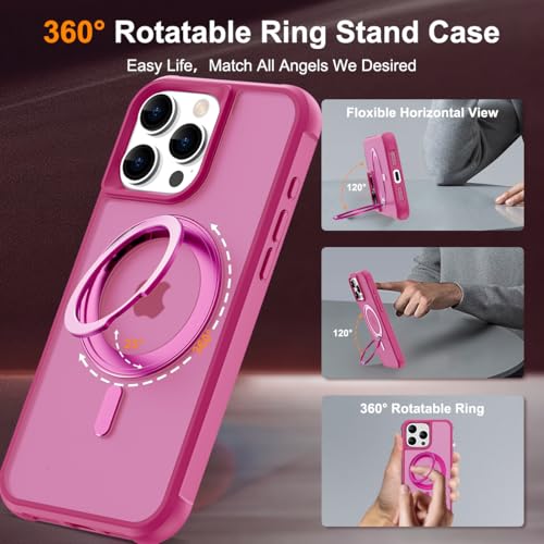 Image of Compatible with iPhone 16 Pro Case with Stand 6.3 inch,Rose Red