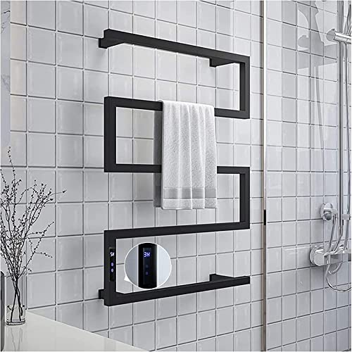 Jrcfnss Toallero Calentador de Toallas, rieles eléctricos para Toallas con Ajuste de Temperatura y Temporizador, Estante de Secado de Toallas con calefacción de Acero Inoxidable montado en la Pared