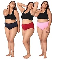 Foxique Big Size Panty | High Waist Panties with Full Coverage | Jumbo Size Panty for Women | Plus Size Panty | Pack of 3 (6XL) Multicolour