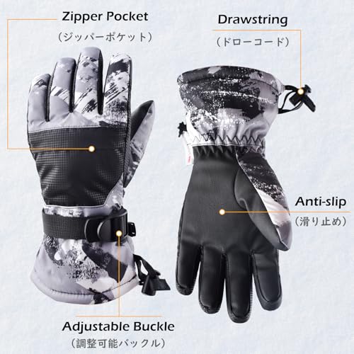 Image of TRIWONDER Kids Winter Snow Ski Gloves Waterproof Touch Screen Cold Weather Gloves Boys Girls Snowboarding Skiing Sport Mittens (Grey, S (9-13 Years Old))