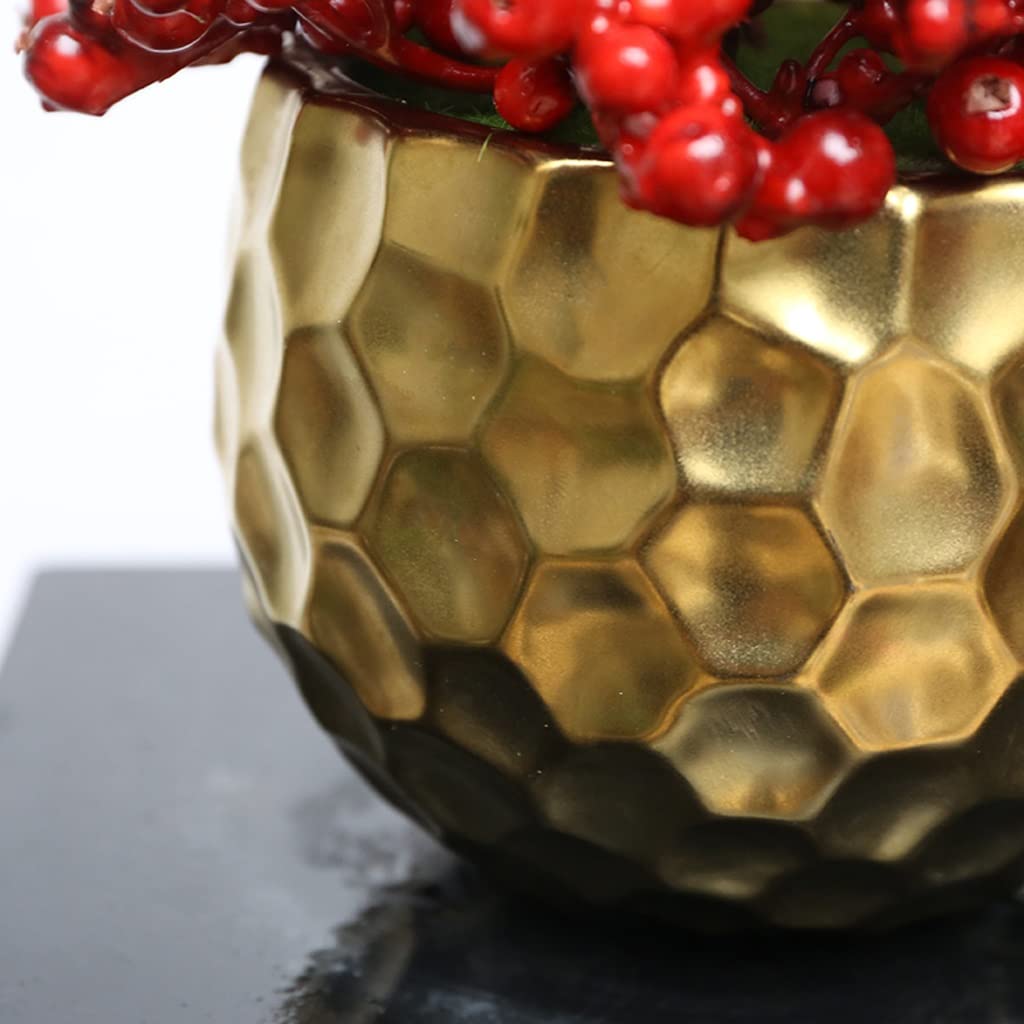 Árbol bonsái Artificial pequeño, simulación de bonsái, bayas Rojas, planta Verde, Flor Dorada, hogar, Sala de estar, oficina, escritorio, adornos pequeños en maceta, Sala de estar,