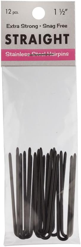 Marilyn Faye's U-Shaped Straight Hair Pins (Set of 12) (1.5 inch, Black)