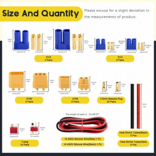 Connecteurs XT60 XT90 et gaines thermorétractables pour batterie RC