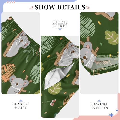 Lovely Koala Leaves Print Boys Long Pants Soft Trousers Elastic Waist Kids Lounge Bottoms with Pockets S-XL4