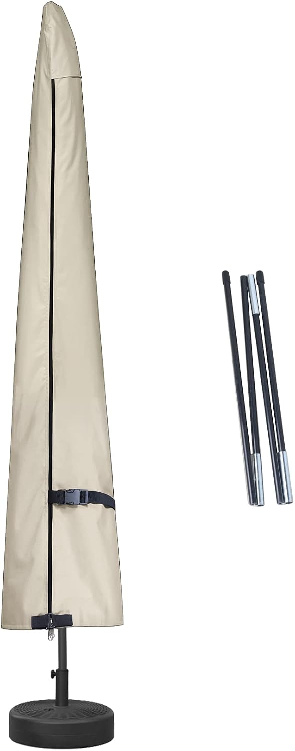 Porch Shield Patio Umbrella Cover - Outdoor Waterproof Garden Market Parasol Covers Fits Market Umbrella up to 12 Feet, Beige