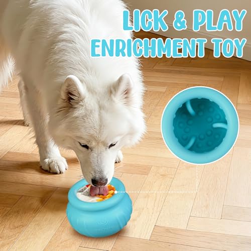 Animire Wobbly Dog Enrichment Lick Toy, Stuffable Frozen Lick Bowl to Keep Dogs Busy, Long-Lasting Interactive Treat Dispensing Dog Toy, Silicone Fetch Catch Chew Toy(Teal,L) by Animire - Used condition - Image 8