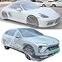 Yonput 1 PC Thicken PE Car Cover, Four-Season Universal Waterproof Dustproof Full Coverage Protection Car Cover, Disposable Transparent Elastic Car Cover, Suitable for Most Cars (12.5Ft x 21.3Ft)