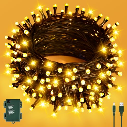cshare Lichterkette Außen Batterie/USB, 6M 60er LED Weihnachten Lichterketten mit Timer, IP65 Wasserdicht Lichterkette für Weihnachtsbaum Garten Innen Dekoration -Warmweiß cshare Lichterkette Außen Batterie/USB, 6M 60er LED Weihnachten Lichterketten mit Timer, IP65 Wasserdicht Lichterkette für Weihnachtsbaum Garten Innen Dekoration -Warmweiß