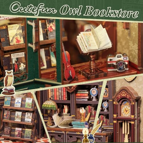 Image of Owl Bookstore Book Nook Kit - 3D Wooden Puzzles with LED