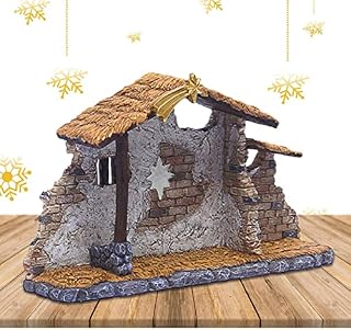 ulapithi Christmas Nativity Stable | Home Decor Manger Church Resin Statue Nativity Scene Ornament Set | Religious Decor for Room Office