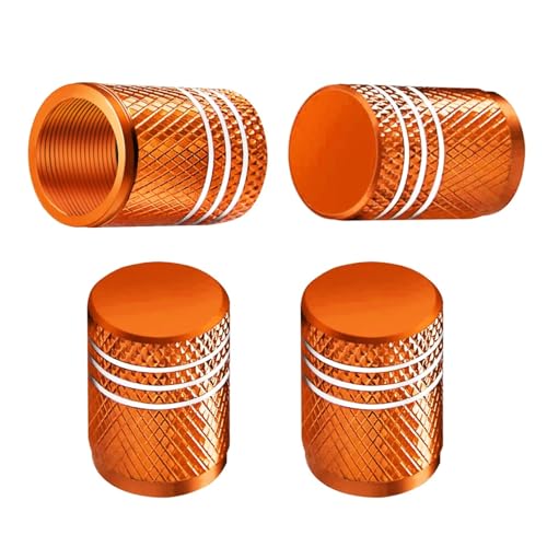 Tire Valve Stem Caps, Durable Aluminium Alloy Tire Valve Cap Set Stem Covers Compatible With Cars Trucks Motorcycles Bikes(Style B - Orange)
