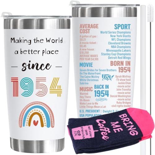 70th Birthday Gifts For Women, 70 Years Old Gifts Idea for Her, 1954 Happy 70th Birthday Party Favors For Women Turning 70, Seventy Birthday Tumbler