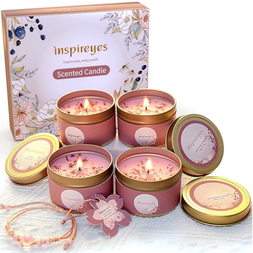Inspireyes Scented Candles Set - 4 Pack Fall Candles Set with Cry...