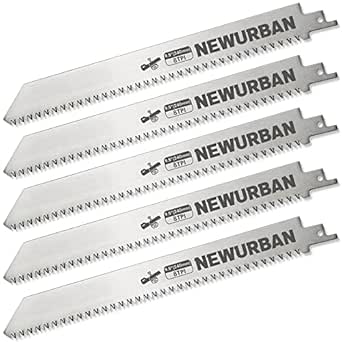 NEWURBAN 8TPI / 9.5 in 5 Pack Stainless Steel Reciprocating Saw Blades for Frozen Meat Bone Food Cutting