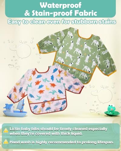 Lictin Bibs with Sleeves, 5 Pcs EVA Unisex Feeding Baby Bibs - Image 3