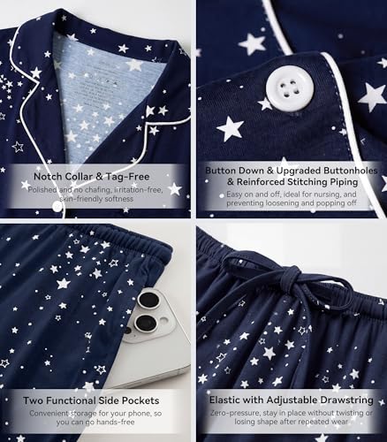 Image of WiWi Viscose from Bamboo Women's Pajamas Set Super Soft Button Down Top and Pants Sleepwear Cooling Pjs S-3X