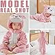 YloveM Unisex Baby Romper Kleinkinder Strampler Overall Cartoon Tier Herbst Winter Warm Reißverschluss Kapuzen Spielanzug Strampelanzug (0-6 Monate, A- Rosa Känguru)