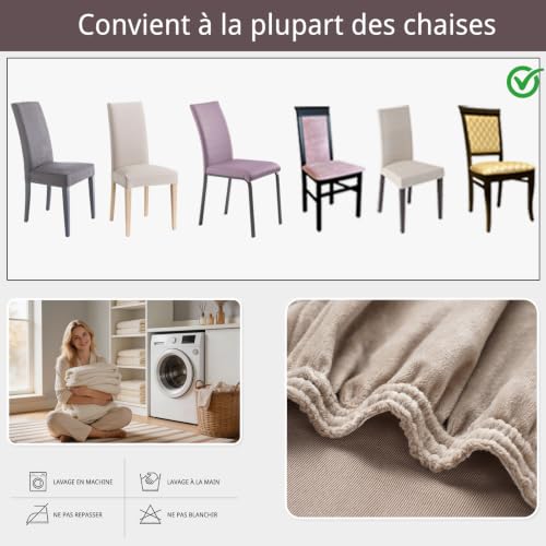 Roerf Housse de Chaise élastique Velours 6 Pièces Camel – vue 5