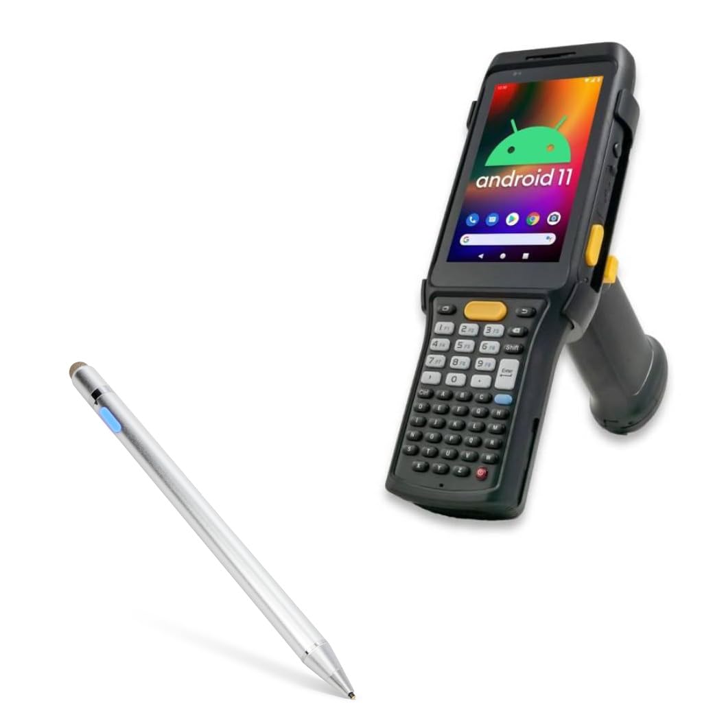 BoxWave Stylus Pen Compatible with Chainway C61 UHF RFID Reader - AccuPoint Active Stylus, Electronic Stylus with Ultra Fine Tip - Metallic Silver