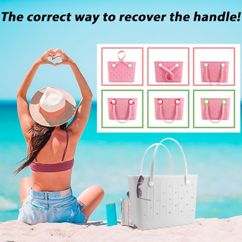 GBB Rubber Large Beach Tote Bag Portable Travel Bag Waterproof Travel Handbags for Beach all Purpose Storage Bags(rose red, Medium) by GBB - Used condition - Image 4