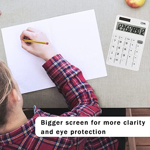 Eoocoo Desktop Calculator 12 Digit Basic Calculator With Large Lcd Display, Solar And Battery Dual Power For Office, School, Home & Business Use, Modern Design - White #TOP6