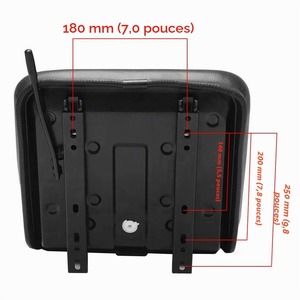 Siège de tracteur imperméable universel avec rails horizontaux réglables 140 mm pour chariot élévateur, excavatrice, tondeuse et benne