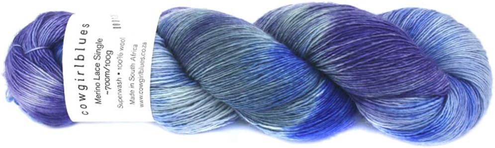 Lotus Yarns South Africa 100% Superwash Hand Dyed Merino LACE Single Skein for Hand Knitting Crochet Fashion Warm Comfortable Clothes (#12)