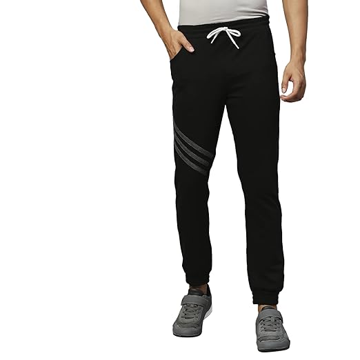 Men's Cotton Blend Slim Fit All Season Wear Track Pants (Slant 3 Stripes Design)
