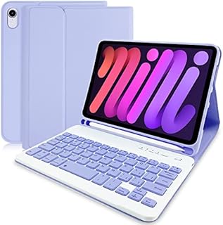 IPad Mini 6th Generation Keyboard Case 8.3 inch & Built-in Apple Pencil Holder - Slim Smart Cover with Magnetically Detachable Wireless Bluetooth Keyboard for iPad Mini 6 2021 (Purple)