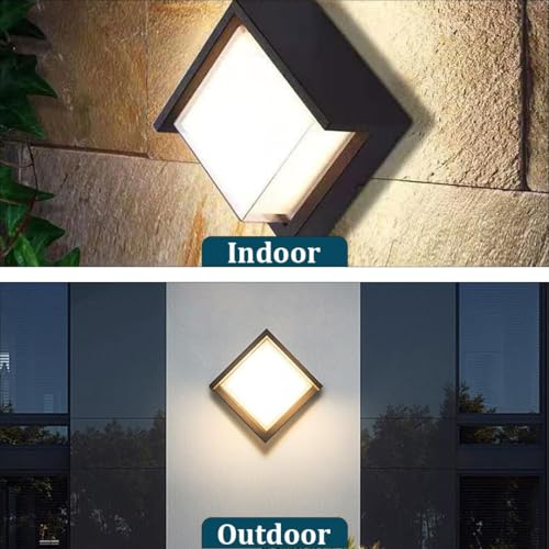Image of fizzytech 5W LED Up & Down Wall Light, Warm White Square Decorative Wall Lamp for Indoor & Outdoor, Balcony, Living Room, Bedroom & Porch, Pack of 2