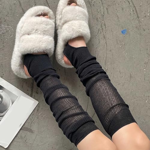 Women Knitted Stirrup Leg Warmers Thin Thigh High Socks Stacked Socks Ballet Pile Up Sock2