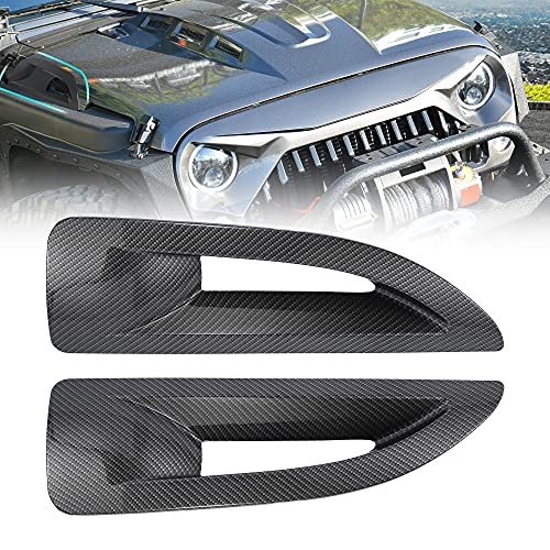 X Autohaux Pair Hood Side Air Vent Cover Bezels Trim Carbon Fiber Pattern For Jeep Wrangler Jk Jku Unlimited Rubicon 2007-2017 #TOP3
