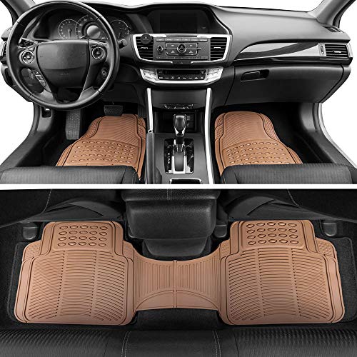 Bdk Original Proliner 3 Piece Heavy Duty Front & Rear Rubber Floor Mats For Car Suv Van & Truck, Beige – All Weather Floor Protection With Universal Fit Design #TOP2