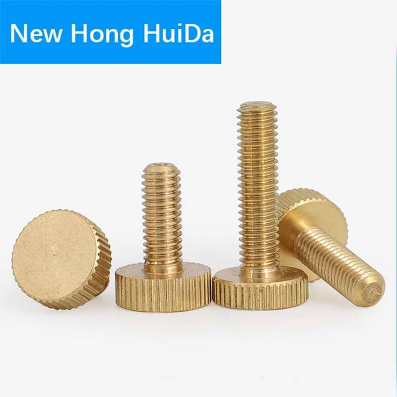 Brass Knurled Hand Screw Copper Manual M3 M4 M5 M6 Flat Head Thumb Bolt Length 4/5 / 6/8 / 10/12 / 14/16 / 25 - (Size: M5, Length: 16mm(5pcs), Color: High head)