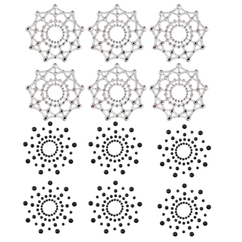 Wedhapy 6 Pares de cubrepezones con Diamantes de imitación de Cristal cubrepezones Reutilizables autoadhesivos con Purpurina para lencería cubrepezones
