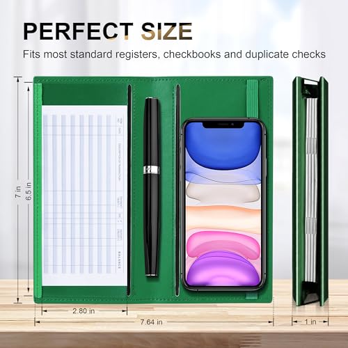 Image of CASMONAL Checkbook Covers for Personal Checkbook Holder RFID Premium Vegan Leather Checkbook Cover for Duplicate Checks