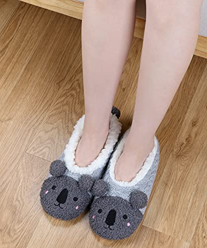 Image of DICUIRD Womens Animal Slipper Socks Non Slip Gripper House Slippers