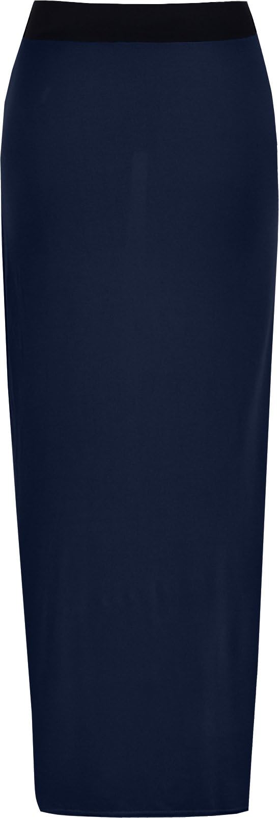 Ladies Elasticated Full Length Stretchy Jersey Womens Plain Maxi Skirt