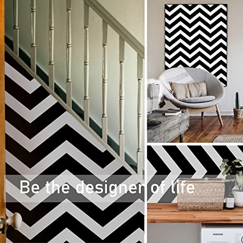 Black And White Wallpaper Peel And Stick Modern Wallpaper For Bedroom Black And White Stripe Wallpaper Self-Adhesive Removable Wallpaper Herringbone Contact Paper For Walls Cabinets Shelf 18“×118” #TOP6