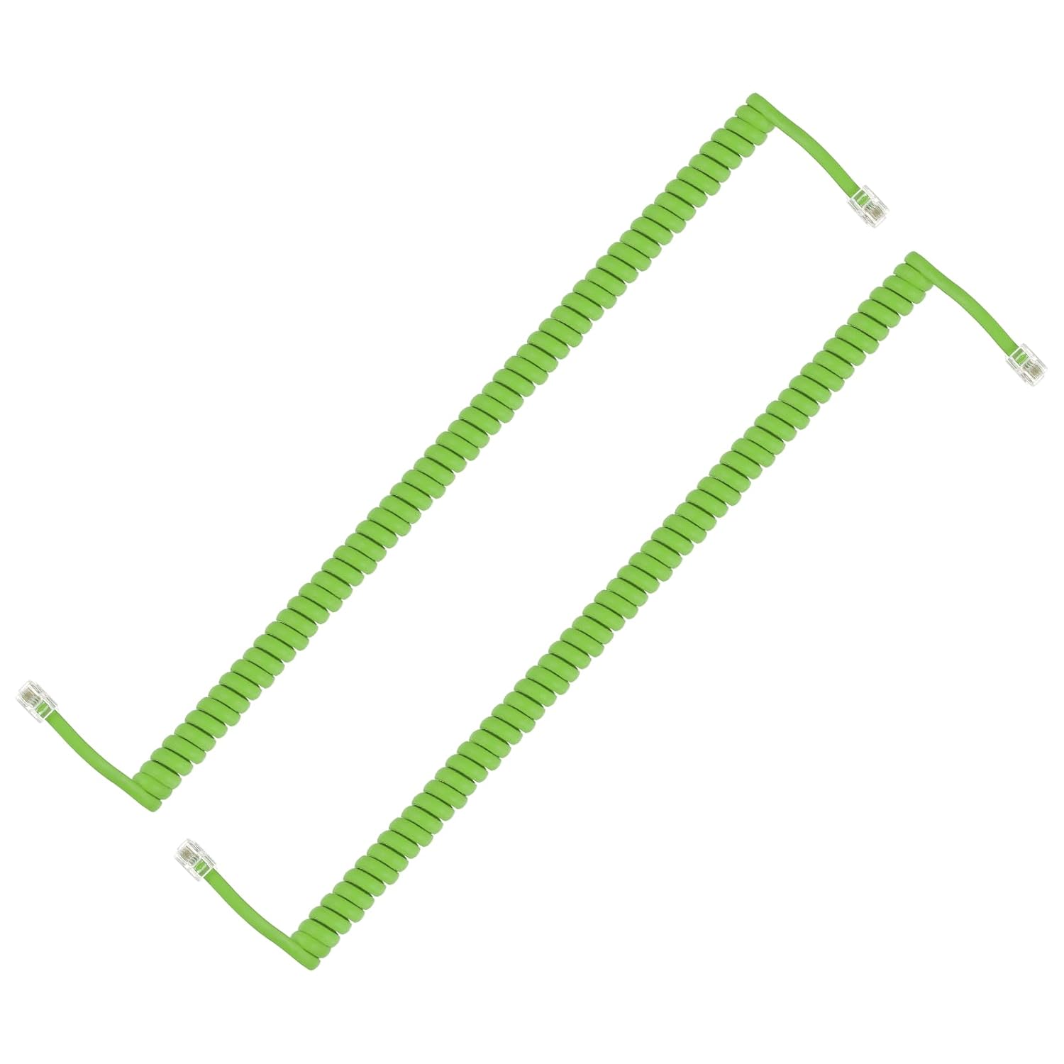 PATIKIL 2 Pack Phone Cord for Landline, 13.1 Feet(Coiled 1.96 Feet) RJ9/RJ10 4P4C Landline Handset Cord Universal Telephone Phone Cable for Telephone Handset Accessory, Green